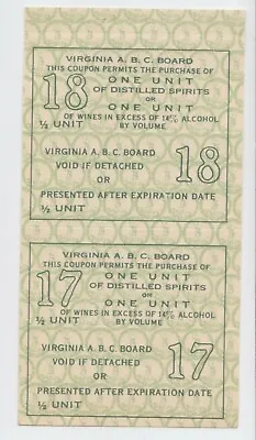 Ww Ii Virginia Liquor / Wine Ration Coupon Pane  • $7.99