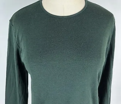 Vintage 90s HONORS Forest Green Ribbed T-Shirt S Long Sleeve Minimalist Grunge • £14.24