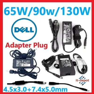 OEM Dell 65W 90W 130W 4.5x3.0mm+7.4x5.0mm AC Adapter Laptop Charger Power Supply • $10.99