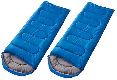 Set Of 2 SLEEPING BAGS MUMMY Type 8' Foot 20+ Degrees F NAVY BLUE - Carrying Bag • $44.99