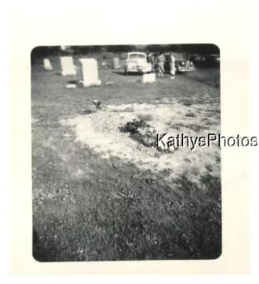 Found B&w Photo H_9530 Cemetery Flowers At A Grave Site Grave Stones In Back • $6.98