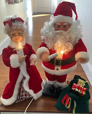 Vtg. Santa And Mrs. Clause Animated Illuminated Christmas Motion Musical  24  • $150