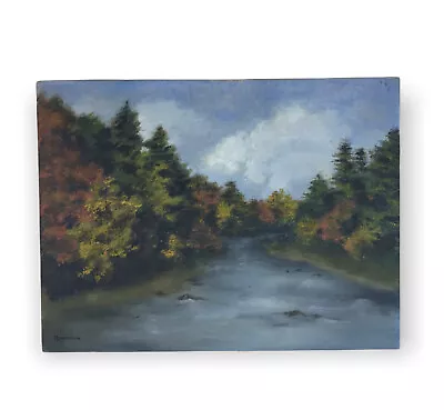 $84.99 • Buy Vintage Landscape Oil Painting On Canvas Board Signed JL Salthouse