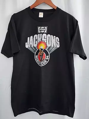 Vintage 80s JACKSONS World Tour 1984  T Shirt Concert Band Michael Tag Size L • $70