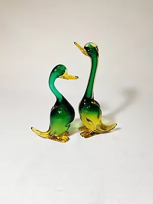 Murano Archimede Seguso Venetian Duck Figurines (Pair Of 2)  Vintage 1950's • $160