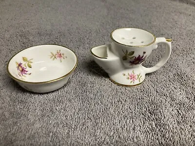 Vintage Hammersley Bone China Mini Shaving Jug & Bowl Ornaments 4.5 Cm X 7.5 Cm • £2.99