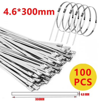 100Pcs Stainless Steel Marine Grade Metal Cable Ties Zip Tie Wrap Exhaust Straps • $8.75