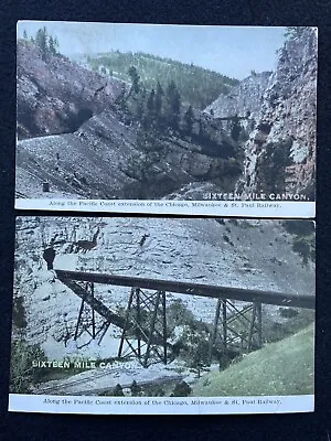 Antique Three Forks Montana MT Sixteen Mile Canyon Railroad Train Photo Postcard • $15