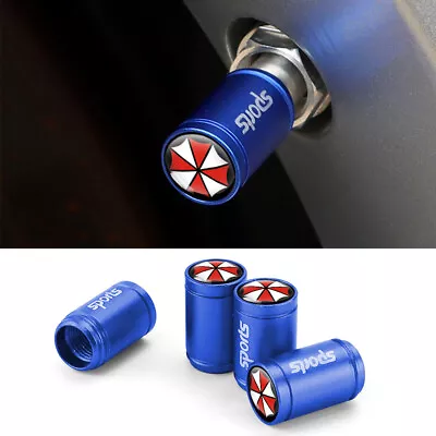 4x Blue Aluminum Resident Evil Umbrella Logo Car Tire Valve Stem Cover Valve Cap • $14.14