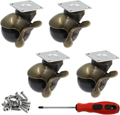 $17.32 • Buy 1.5 Inch Vintage Ball Caster Wheels 176 Lbs Total Capacity Caster For Set Of 4