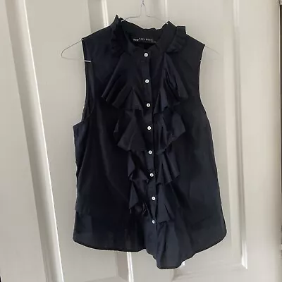 Zara Stylish Sleeveless Medium Navy Top  • £4.49