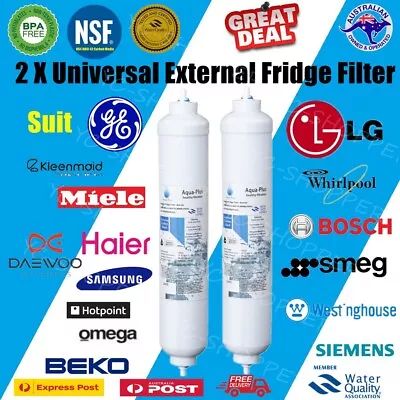 2 External Fridge Water Filter - Samsung Lg Daewoo Ge Siemens Smeg Westinghouse • $35.85