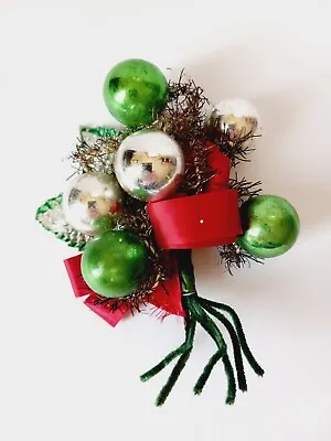 Vintage Christmas Corsage Mercury Glass Balls Wire Tinsel Chenille Stems MCM • $16.99