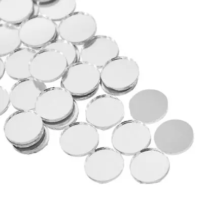 50x Small Round Glass Mirror Mosaic Tiles Self-Adhesive For DIY Crafts • £4.40