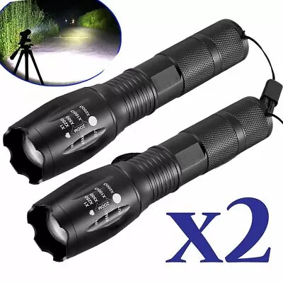 2x Super Bright 2500000LM LED Flashlight Searchlight 5 Modes Zoom Tactical Torch • $8.30