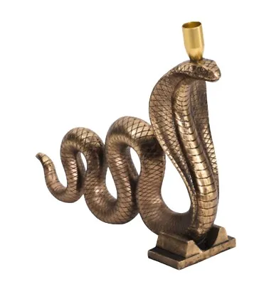 Large Metallic Gold  King Cobra Taper Candle Holder Gothic Halloween Decor • $55