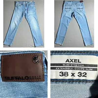 Buffalo David Bitton Axel Jeans Mens 38x32 Slim Stretch Denim Light Wash • $18.99