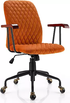 Home Office Desk Chair Orange Vintage Adjustable Swivel Rolling Chair With Copp • $137.99