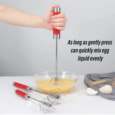 Egg Beater Self Turning Semi-automatic Whisk Hand Mixer Blender Kitchen Tools • £5.49