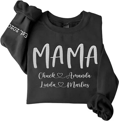 Personalized Mama Sweatshirt Embroidered Mom Sweatshirt With Kids Names Momma • $32.99