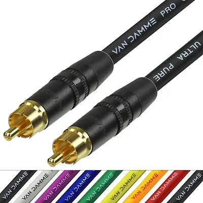 Van Damme Gold Rean RCA Phono Lead UPOFC Silver Plated Cable 0.25 M To 2 M • £11.99