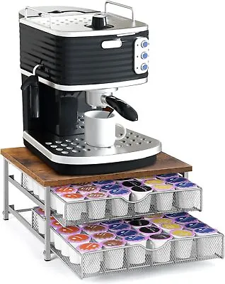 2 Tier Coffee Pod Holder 72 K-Cup Storage Organizer Drawer Coffee Machine Stand • $25.99