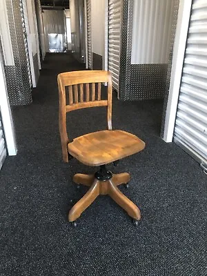 Antique Sikes Adjustable Swivel Oak Desk Chair • $500