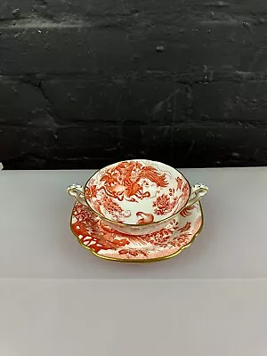 Royal Crown Derby Red Aves Soup Coupe Bowl And Stand Saucer Set XXXIX 1976 • £29.99