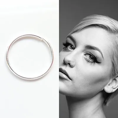 £99.99 • Buy Small Thin 925 Sterling Silver Nose Hoop Helix Lip Septum Tragus Ring 8mm 10mm