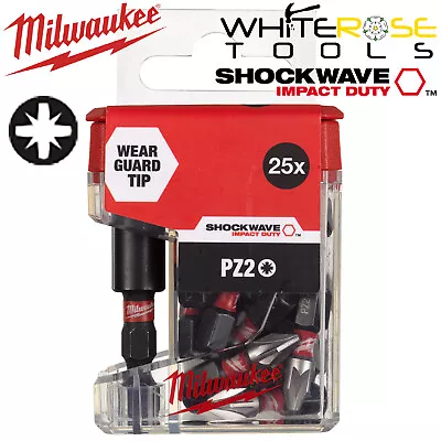 £11.95 • Buy Milwaukee Screwdriver Bit Set 25pc PZ2 Pozi SHOCKWAVE Impact Duty Bit Holder