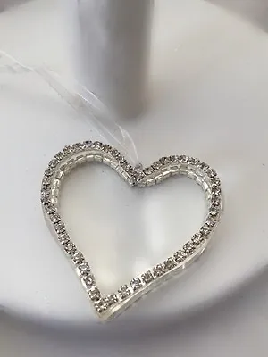 £4.99 • Buy Heaven Sends Clear Glass Heart W Diamante Edge Decoration Christmas Sparkle 6cm