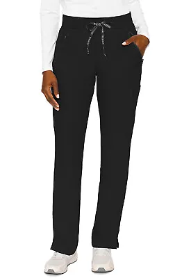 Med Couture Scrubs Women's Zipper Tall Pants MC2702T BLK Black Free Ship • $29.99