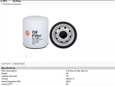Sakura Oil Filter For Holden Astra BK BL 1.4L Petrol 4Cyl Turbo DI 11/2016-ON • $22.50