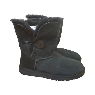 UGG Women's Bailey Button Black Suede Winter Boots 5803 Size 6 • $53.99