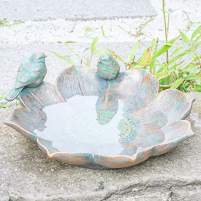 Bird Baths For Outdoors Antique Outdoor Garden Bird Bath Resin Birdbath Bowl • $43.99