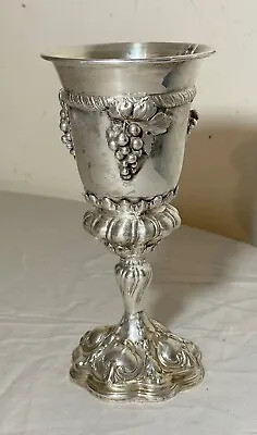 Tall Vintage Sterling Silver 925 Religious Ornate Wine Grapes Goblet Chalice Cup • $798.99