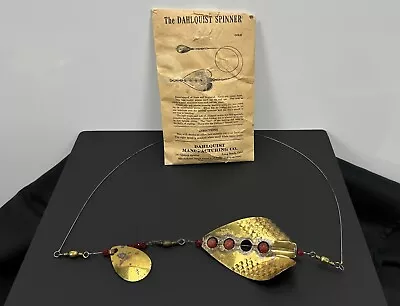 RARE! Antique DAHLQUIST Co.  GOLD SPINNER  Fly Fishing BASS LURE Flash Spoon • $9.99