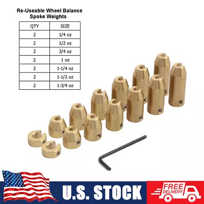 14pcs 7 Size Motorcycle Brass Wheel Spoke Balance Weights Refill Kits Universal • $24.29