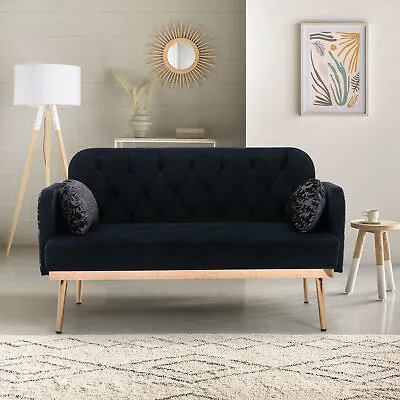 Velvet Sofa Accent Sofa Loveseat Sofa With Metal Feet Sofa Bed With 2 Pillows • $387.98