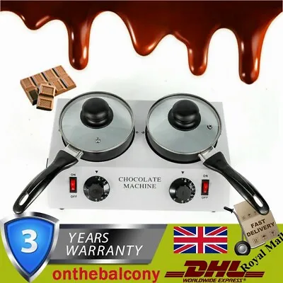 £44.10 • Buy Dual-head Electric Fondue Set Chocolate Melter Tempering Non-stick Melting Pot