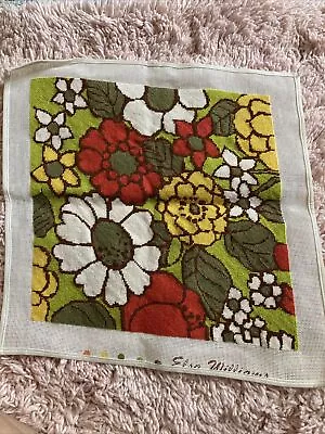 Vintage Mid Century Modern Mid Mod Floral Colorful Art Needlepoint Complete 14” • $29