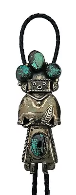 Rare Vintage Kachina Turquoise Sterling Silver Bolo Tie - Native American Art • $1050