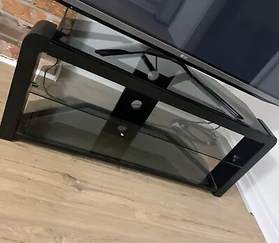 £50 • Buy Black Glass Corner 3 Three Shelf Tier TV Stand Unit Cabinet For Upto 50 Inch TVs