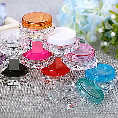Set Of 60 3grams 0.10oz Small Refillable Cosmetic Jar With Random Color Lids • $13.99