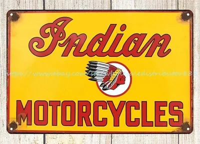 Garage Signs And Decor INDIAN MOTORCYCLE Automobile Metal Tin Sign • $18.96