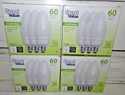 4 - 3 Packs Great Value LED Decorative 60 Watt Soft White Non Dimmable Bulbs • $11.40