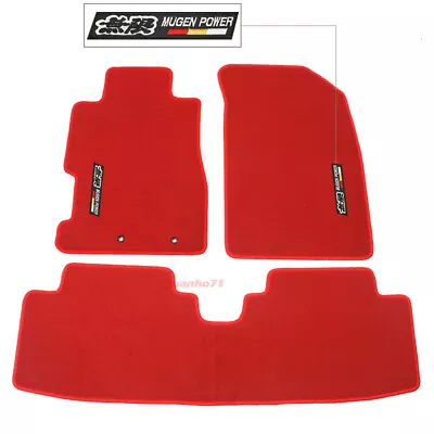 For 01-05 Honda Civic Floor Mats Carpets Red Nylon Front & Rear W/ Mugen • $56.04