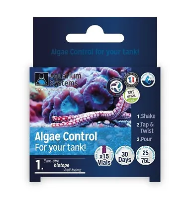 Aquarium Systems 15 Vials Algae Control Nano Freshwater 75 Litres #7A82 • £9.95