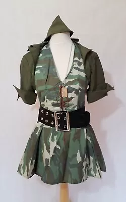 Army Girl Military Soldier Uniform Camouflage Camo Ladies Fancy Dress 5 Pcs S 🛡 • £15.95