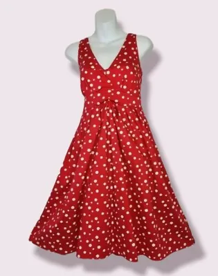 £25.99 • Buy Polka Dot Dress Size 12 Red White Cotton Rockabilly Retro Tulle Petticoat VGC